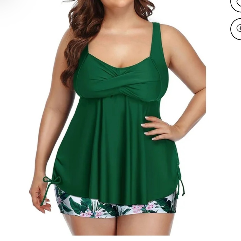 Rivelino Plus Size Tankini Swimsuit Two Piece Flowy top with Shorts